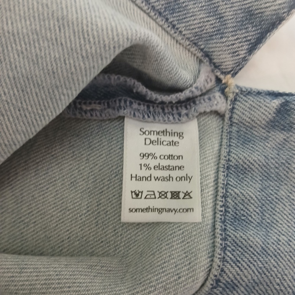 Something Navy Denim Vest XS Sleeveless Button Down Cropped Light Wash - Picture 4 of 6